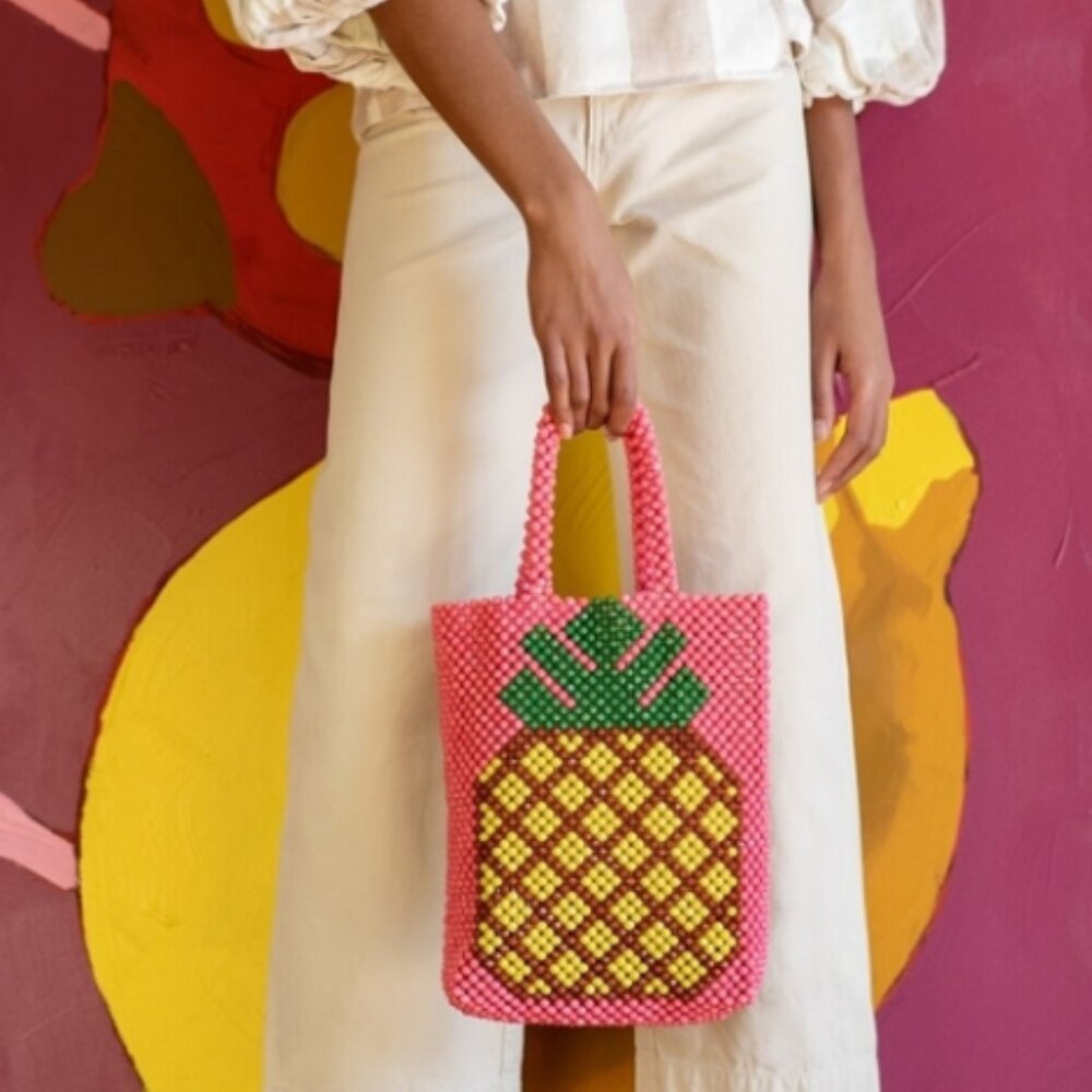LULU BEADED PINEAPPLE TOTE - Picture 4 of 5